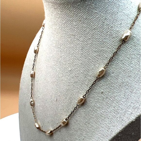 Barbie Freshwater Pearl Gold Tone Necklace. B78 - Picture 2 of 10